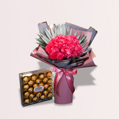 order hydrangea bouquet with farrerro rocher